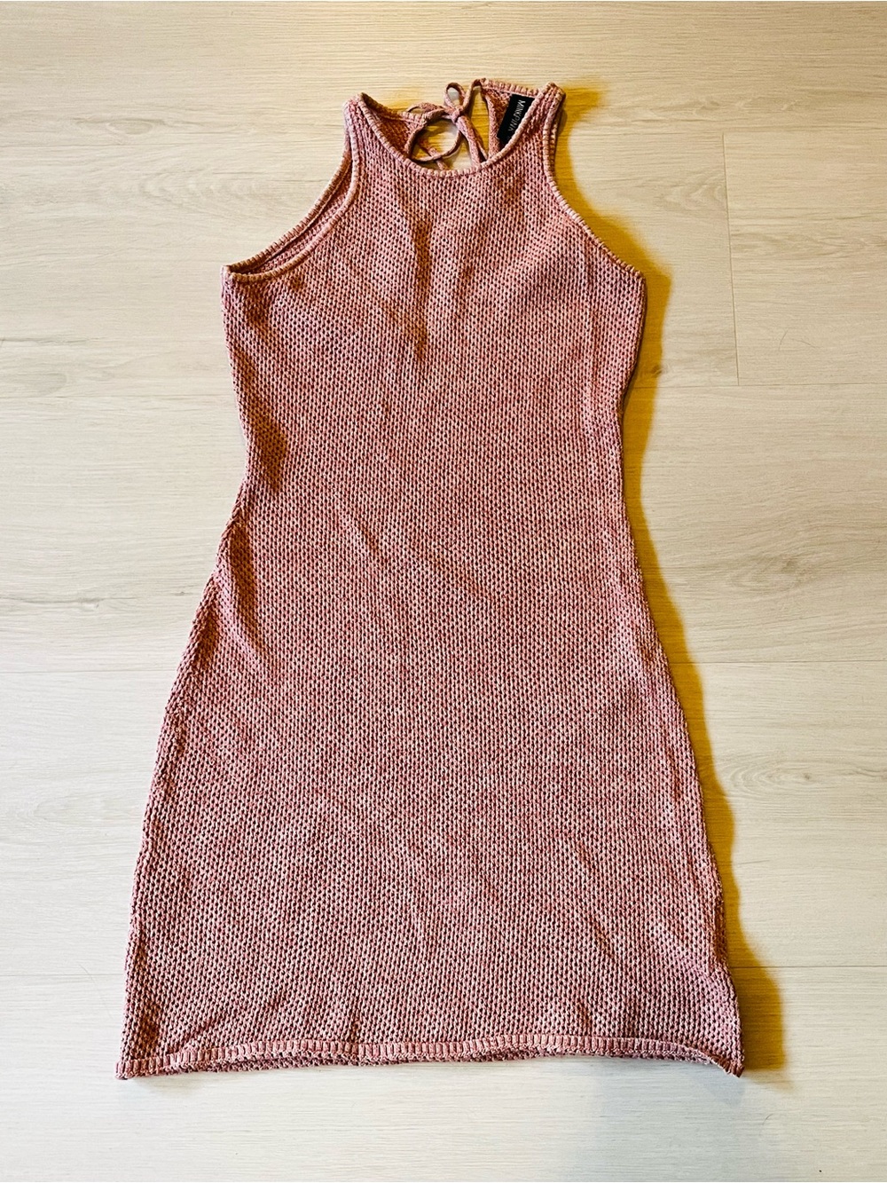 Minkpink Sleeveless Knit Tambo Bodycon Swim Coverup Dress Dusty Rose Size S